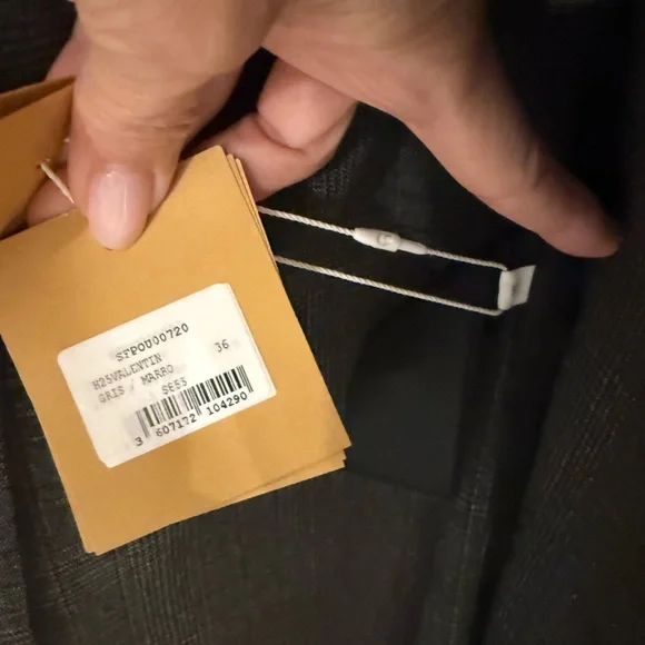 Sandro Checked Rhinestone-Embellished Trench Coat in Gray & Blue - Picture 9 of 9